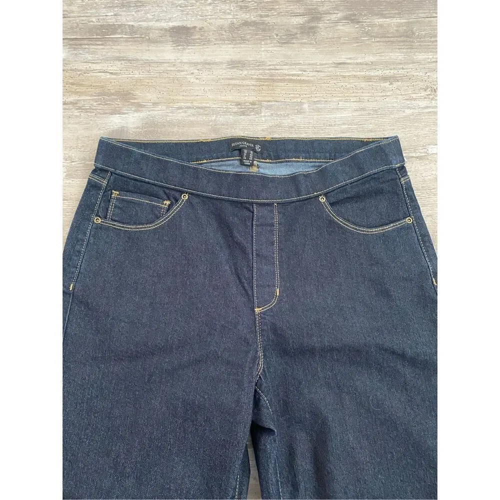 Susan Graver Embroidered Denim Crop Pants Women’s Sz 10